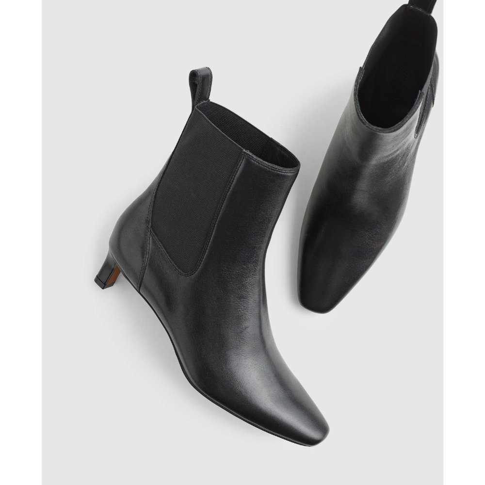 Madewell Dimes Chelsea Boots 7 Black NWT Leather Ankle Booties Heel NX443
